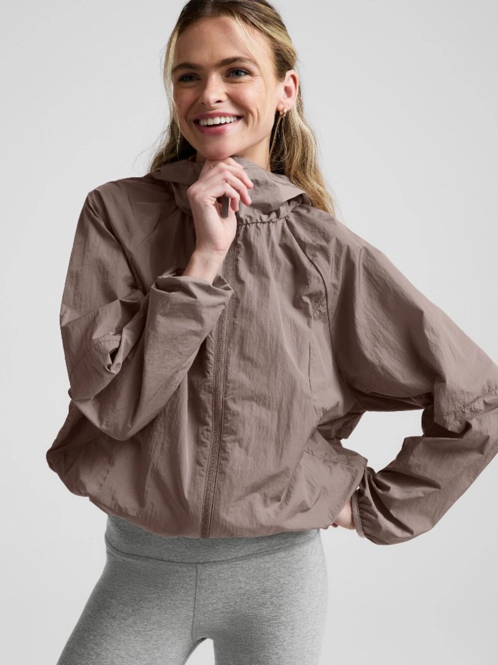 NEW Beyond Yoga Limitless Hooded Jacket in Rosey Taupe